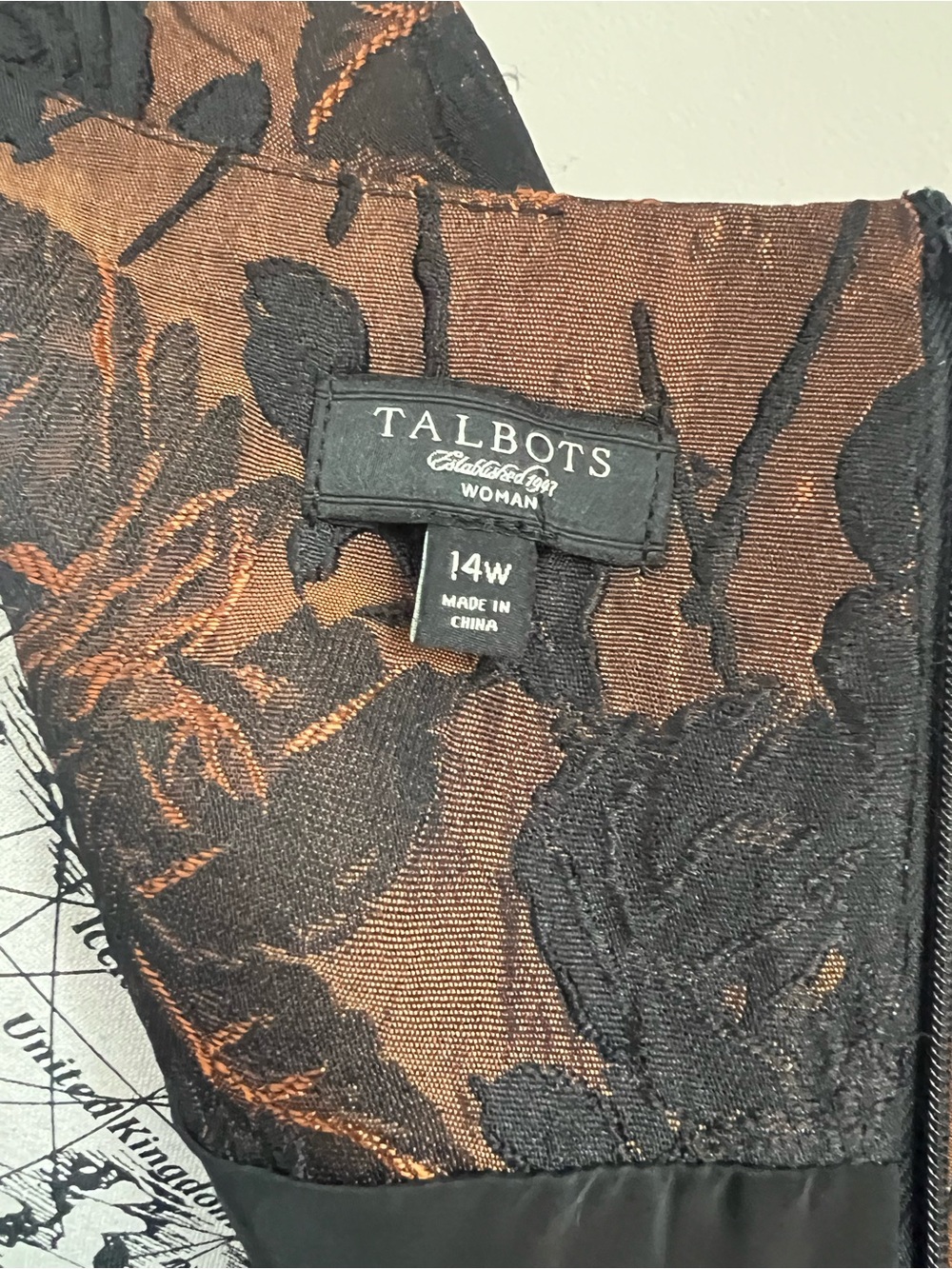 7 for $30 Talbots Sleeveless Black and Brown Floral Jacquard Dress - Picture 11 of 13